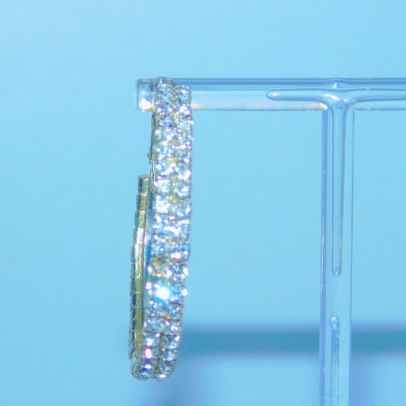 Rhinestone & Gold Crystal Hoop Earrings NEW! - Picture 5 of 7